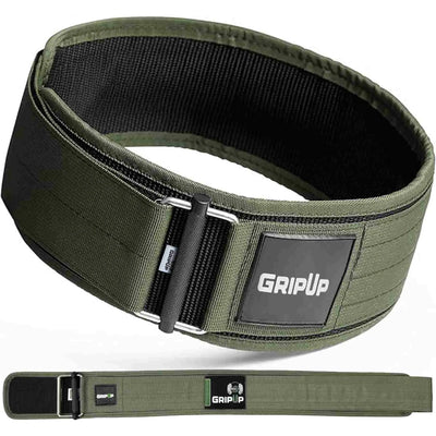 Cinturón de levantamiento de pesas GripUp de 4 pulgadas con cierre rápido - Verde