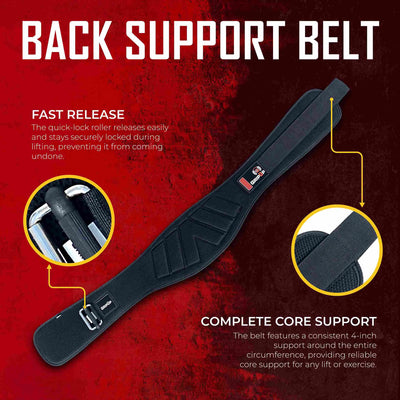 Grip Up Back Support Weightlifting Belt - Black