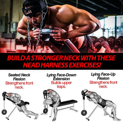 GripUp Neck Harness 4MM Padded Neck Developer 90CM adjustable Steel Chain