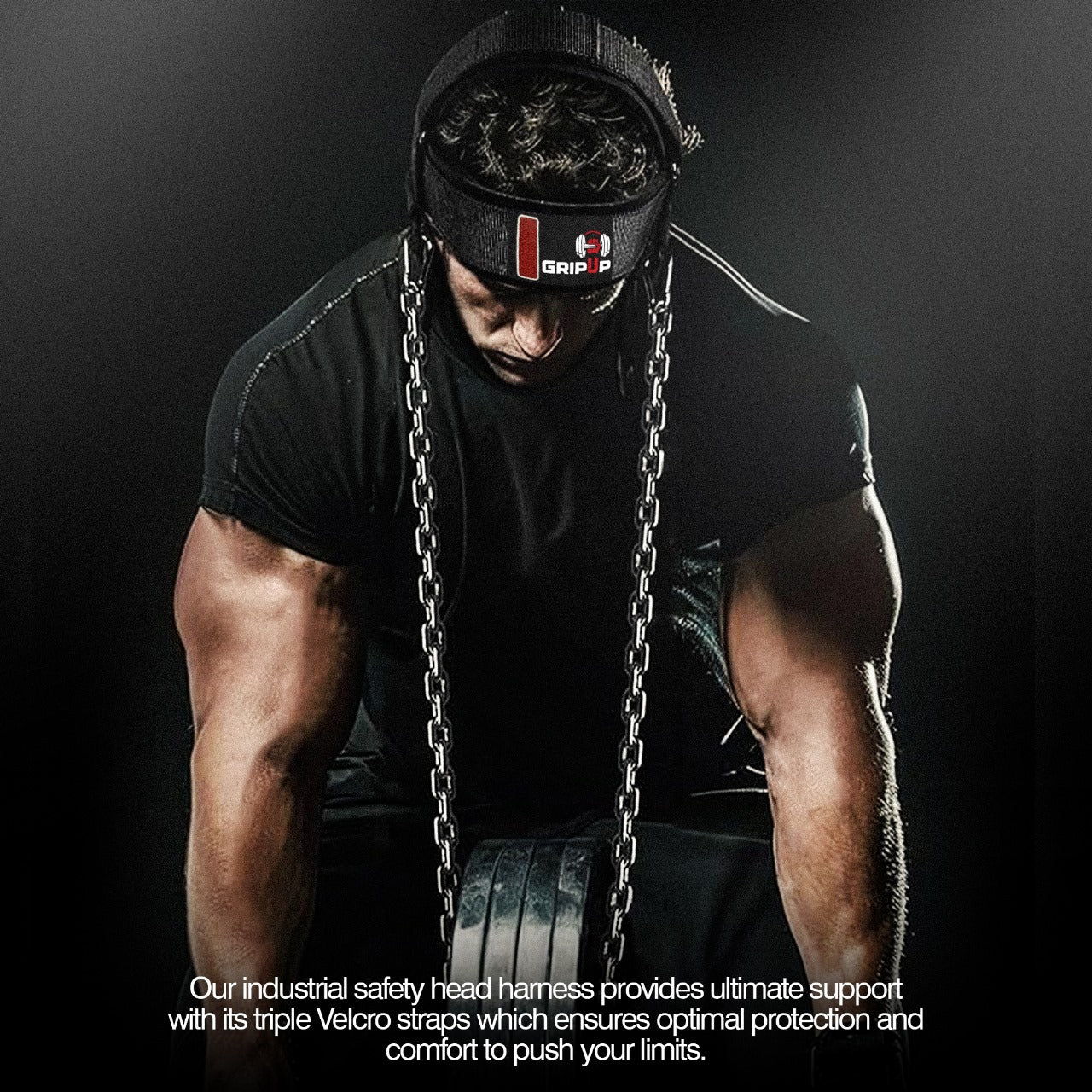 GripUp Neck Harness 4MM Padded Neck Developer 90CM adjustable Steel Chain