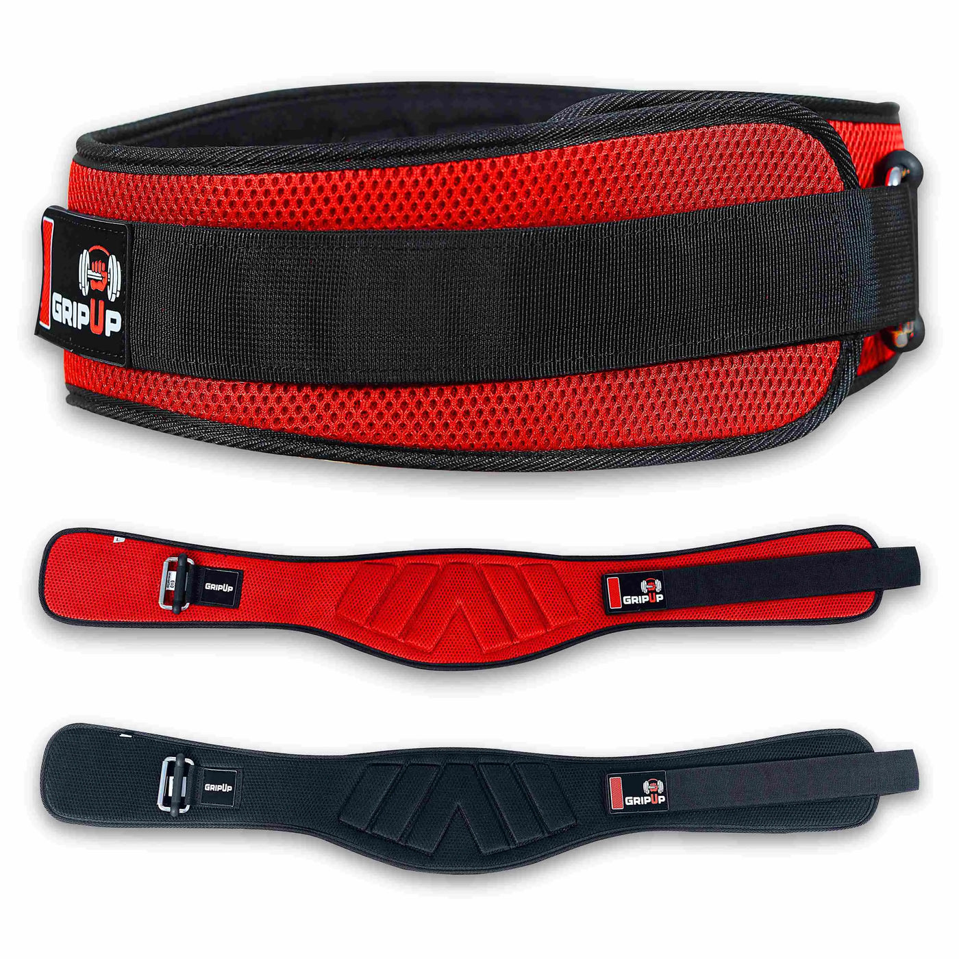 Cinturón de levantamiento de pesas con soporte para la espalda Grip Up - Rojo 