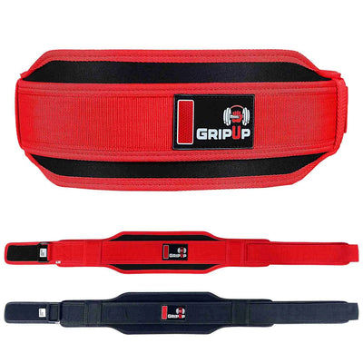 Cinturón de gimnasio de neopreno GripUp de 10 cm para levantamiento de pesas - Rojo