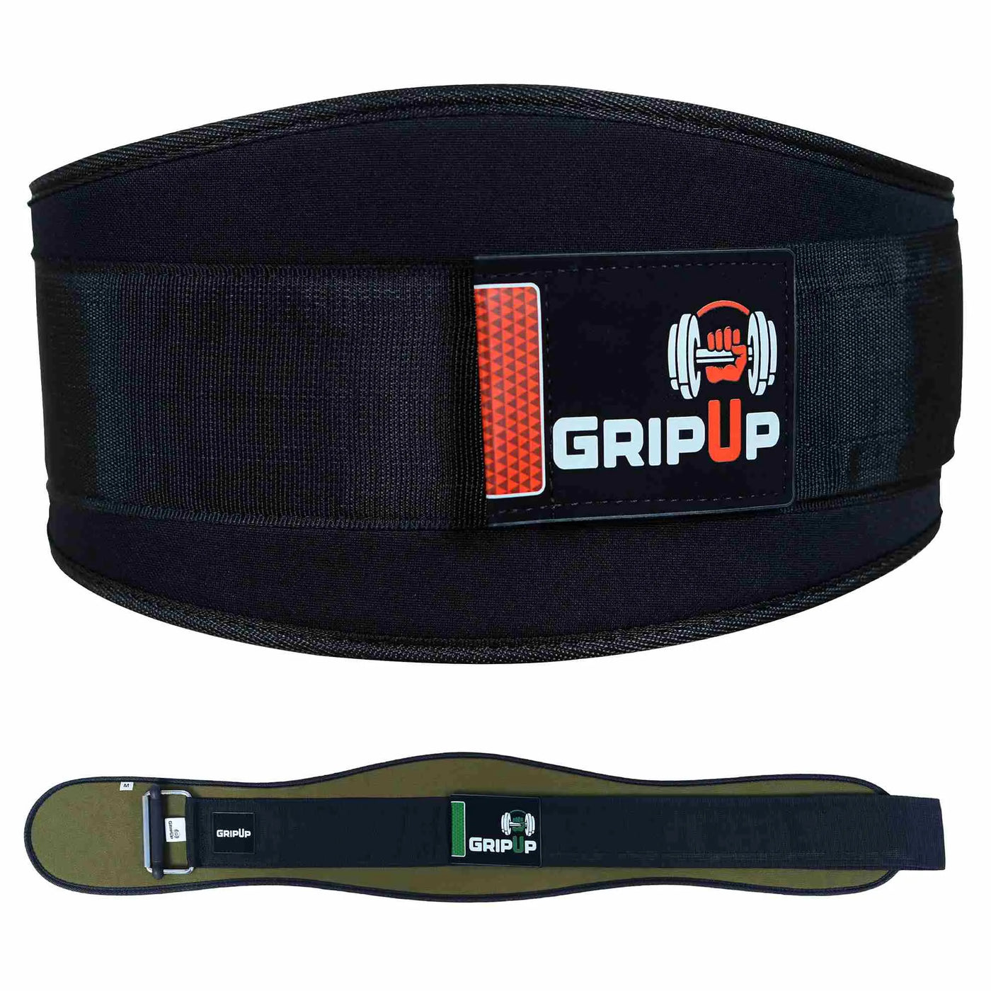 Cinturón de gimnasio de neopreno GripUp de 16,5 cm para levantamiento de pesas - Negro