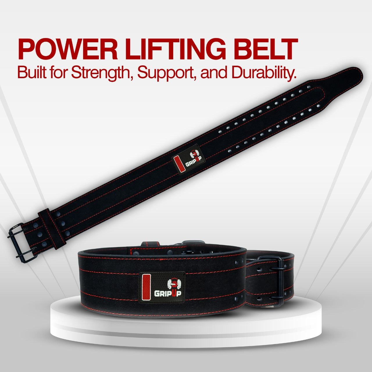 GripUp Suede Leather Powerlifting Belt – 4-Inch Wide, 10mm Thick