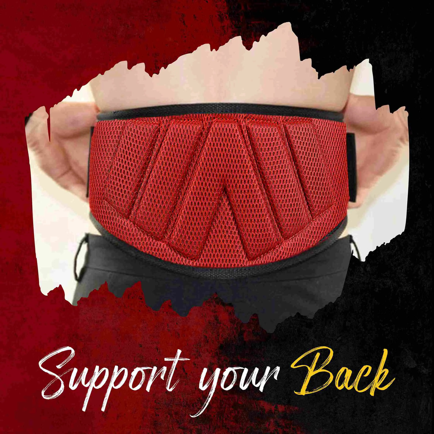 Cinturón de levantamiento de pesas con soporte para la espalda Grip Up - Rojo 
