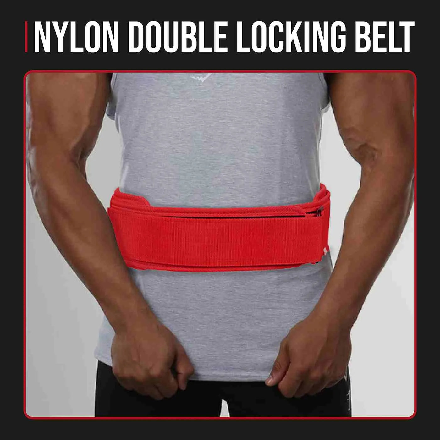 Cinturón de gimnasio de neopreno GripUp de 10 cm para levantamiento de pesas - Rojo
