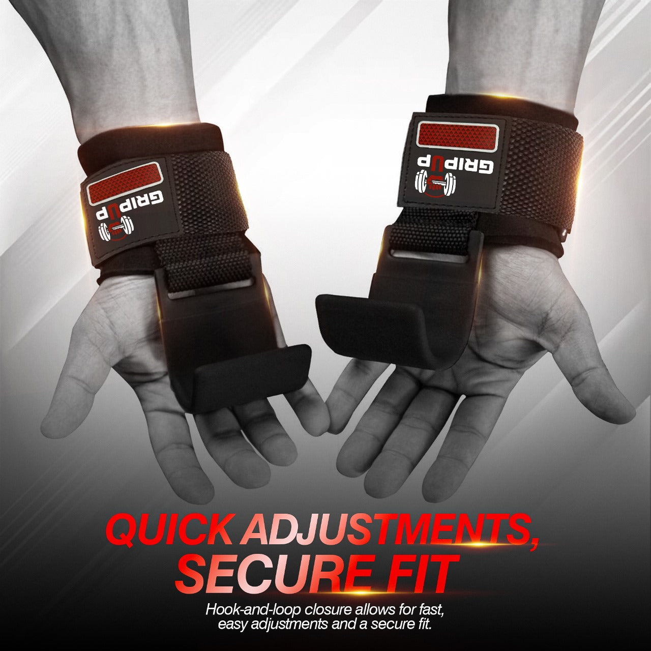 GripUp Lifting Hook Straps 8MM Neoprene Padded Non-Slip Rubber Grip